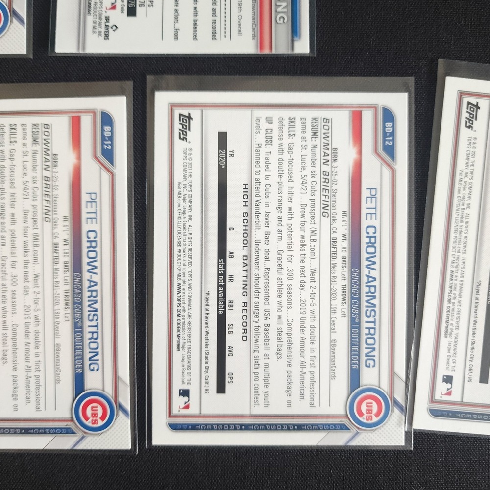 Pete Crow-Armstrong Bowman Rookie RC Cards 2021, 2024 - Picture 12 of 13
